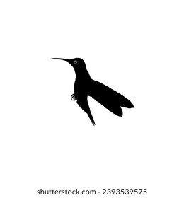 Flying Hummingbird Silhouette, can use Art Illustration, Website, Logo Gram, Pictogram or Graphic Design Element. Vector Illustration