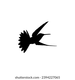 Flying Hummingbird Silhouette, can use Art Illustration, Website, Logo Gram, Pictogram or Graphic Design Element. Vector Illustration