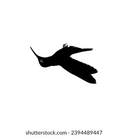 Flying Hummingbird Silhouette, can use Art Illustration, Website, Logo Gram, Pictogram or Graphic Design Element. Vector Illustration