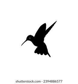 Flying Hummingbird Silhouette, can use Art Illustration, Website, Logo Gram, Pictogram or Graphic Design Element. Vector Illustration