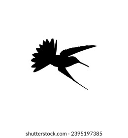 Flying Hummingbird Silhouette, can use Art Illustration, Website, Logo Gram, Pictogram or Graphic Design Element. Vector Illustration