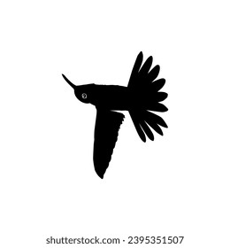 Flying Hummingbird Silhouette, can use Art Illustration, Website, Logo Gram, Pictogram or Graphic Design Element. Vector Illustration