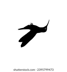 Flying Hummingbird Silhouette, can use Art Illustration, Website, Logo Gram, Pictogram or Graphic Design Element. Vector Illustration