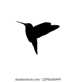 Flying Hummingbird Silhouette, can use Art Illustration, Website, Logo Gram, Pictogram or Graphic Design Element. Vector Illustration