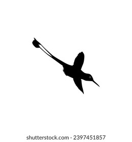Flying Hummingbird Silhouette, can use Art Illustration, Website, Logo Gram, Pictogram or Graphic Design Element. Vector Illustration