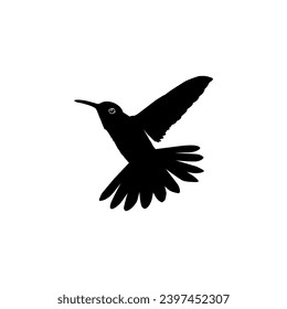 Flying Hummingbird Silhouette, can use Art Illustration, Website, Logo Gram, Pictogram or Graphic Design Element. Vector Illustration