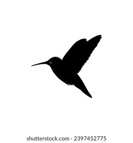 Flying Hummingbird Silhouette, can use Art Illustration, Website, Logo Gram, Pictogram or Graphic Design Element. Vector Illustration