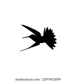 Flying Hummingbird Silhouette, can use Art Illustration, Website, Logo Gram, Pictogram or Graphic Design Element. Vector Illustration