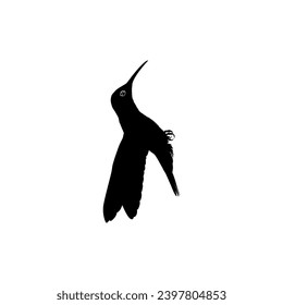 Flying Hummingbird Silhouette, can use Art Illustration, Website, Logo Gram, Pictogram or Graphic Design Element. Vector Illustration