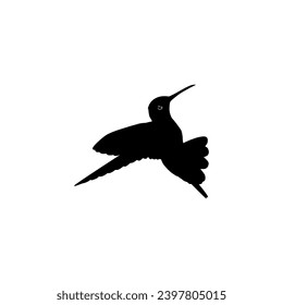 Flying Hummingbird Silhouette, can use Art Illustration, Website, Logo Gram, Pictogram or Graphic Design Element. Vector Illustration