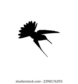 Flying Hummingbird Silhouette, can use Art Illustration, Website, Logo Gram, Pictogram or Graphic Design Element. Vector Illustration