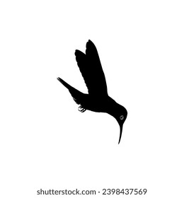Flying Hummingbird Silhouette, can use Art Illustration, Website, Logo Gram, Pictogram or Graphic Design Element. Vector Illustration