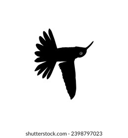 Flying Hummingbird Silhouette, can use Art Illustration, Website, Logo Gram, Pictogram or Graphic Design Element. Vector Illustration