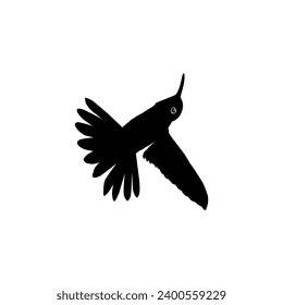 Flying Hummingbird Silhouette, can use Art Illustration, Website, Logo Gram, Pictogram or Graphic Design Element. Vector Illustration