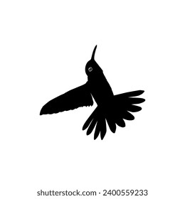 Flying Hummingbird Silhouette, can use Art Illustration, Website, Logo Gram, Pictogram or Graphic Design Element. Vector Illustration