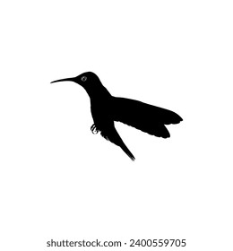 Flying Hummingbird Silhouette, can use Art Illustration, Website, Logo Gram, Pictogram or Graphic Design Element. Vector Illustration