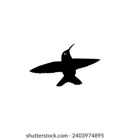 Flying Hummingbird Silhouette, can use Art Illustration, Website, Logo Gram, Pictogram or Graphic Design Element. Vector Illustration