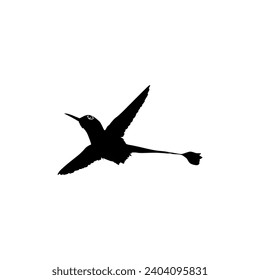 Flying Hummingbird Silhouette, can use Art Illustration, Website, Logo Gram, Pictogram or Graphic Design Element. Vector Illustration