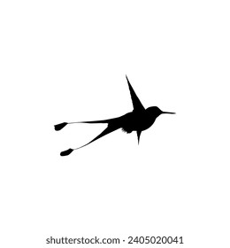 Flying Hummingbird Silhouette, can use Art Illustration, Website, Logo Gram, Pictogram or Graphic Design Element. Vector Illustration