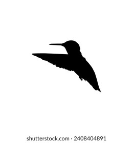 Flying Hummingbird Silhouette, can use Art Illustration, Website, Logo Gram, Pictogram or Graphic Design Element. Vector Illustration