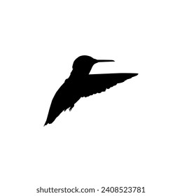 Flying Hummingbird Silhouette, can use Art Illustration, Website, Logo Gram, Pictogram or Graphic Design Element. Vector Illustration