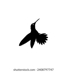 Flying Hummingbird Silhouette, can use Art Illustration, Website, Logo Gram, Pictogram or Graphic Design Element. Vector Illustration