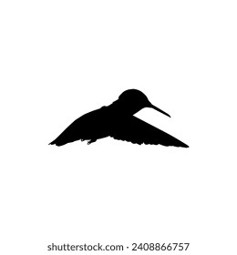 Flying Hummingbird Silhouette, can use Art Illustration, Website, Logo Gram, Pictogram or Graphic Design Element. Vector Illustration