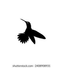 Flying Hummingbird Silhouette, can use Art Illustration, Website, Logo Gram, Pictogram or Graphic Design Element. Vector Illustration
