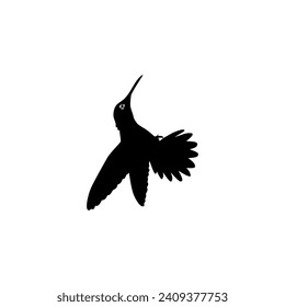 Flying Hummingbird Silhouette, can use Art Illustration, Website, Logo Gram, Pictogram or Graphic Design Element. Vector Illustration