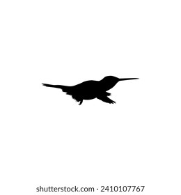 Flying Hummingbird Silhouette, can use Art Illustration, Website, Logo Gram, Pictogram or Graphic Design Element. Vector Illustration