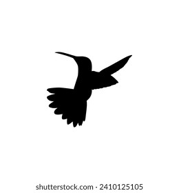 Flying Hummingbird Silhouette, can use Art Illustration, Website, Logo Gram, Pictogram or Graphic Design Element. Vector Illustration