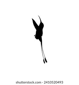 Flying Hummingbird Silhouette, can use Art Illustration, Website, Logo Gram, Pictogram or Graphic Design Element. Vector Illustration