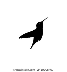 Flying Hummingbird Silhouette, can use Art Illustration, Website, Logo Gram, Pictogram or Graphic Design Element. Vector Illustration