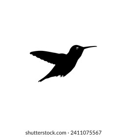 Flying Hummingbird Silhouette, can use Art Illustration, Website, Logo Gram, Pictogram or Graphic Design Element. Vector Illustration