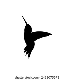 Flying Hummingbird Silhouette, can use Art Illustration, Website, Logo Gram, Pictogram or Graphic Design Element. Vector Illustration