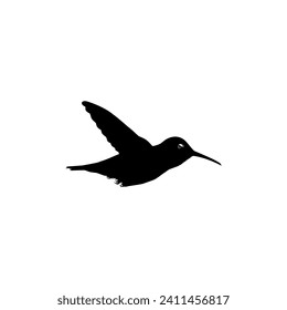 Flying Hummingbird Silhouette, can use Art Illustration, Website, Logo Gram, Pictogram or Graphic Design Element. Vector Illustration