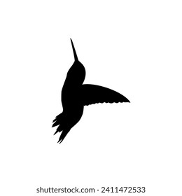 Flying Hummingbird Silhouette, can use Art Illustration, Website, Logo Gram, Pictogram or Graphic Design Element. Vector Illustration