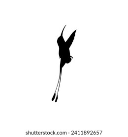 Flying Hummingbird Silhouette, can use Art Illustration, Website, Logo Gram, Pictogram or Graphic Design Element. Vector Illustration