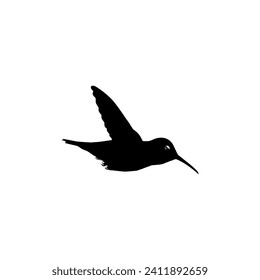 Flying Hummingbird Silhouette, can use Art Illustration, Website, Logo Gram, Pictogram or Graphic Design Element. Vector Illustration