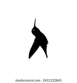 Flying Hummingbird Silhouette, can use Art Illustration, Website, Logo Gram, Pictogram or Graphic Design Element. Vector Illustration