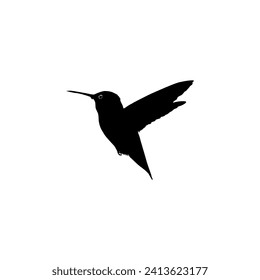 Flying Hummingbird Silhouette, can use Art Illustration, Website, Logo Gram, Pictogram or Graphic Design Element. Vector Illustration
