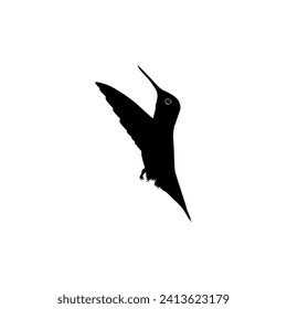 Flying Hummingbird Silhouette, can use Art Illustration, Website, Logo Gram, Pictogram or Graphic Design Element. Vector Illustration
