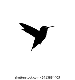 Flying Hummingbird Silhouette, can use Art Illustration, Website, Logo Gram, Pictogram or Graphic Design Element. Vector Illustration