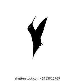 Flying Hummingbird Silhouette, can use Art Illustration, Website, Logo Gram, Pictogram or Graphic Design Element. Vector Illustration