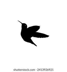 Flying Hummingbird Silhouette, can use Art Illustration, Website, Logo Gram, Pictogram or Graphic Design Element. Vector Illustration