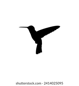 Flying Hummingbird Silhouette, can use Art Illustration, Website, Logo Gram, Pictogram or Graphic Design Element. Vector Illustration