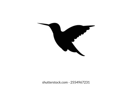 Flying Hummingbird Silhouette Design  And Vector Illustration. 