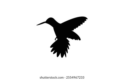 Flying Hummingbird Silhouette Design  And Vector Illustration. 