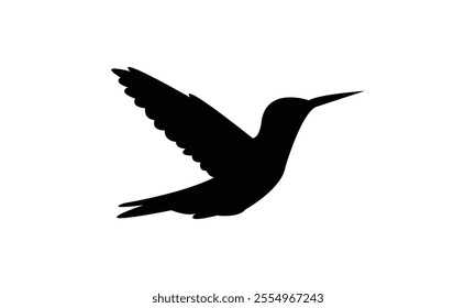 Flying Hummingbird Silhouette Design  And Vector Illustration. 
