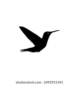 Flying Hummingbird Silhouette, Flat Style, can use Art Illustration, Website, Logo Gram, Pictogram or Graphic Design Element. Vector Illustration